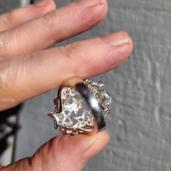 Amethyst & Peridot sterling and gold star dome ring sz6.5 - Picture 4 of 10